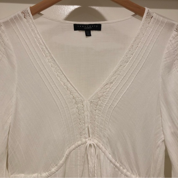 SANCTUARY White 100% Cotton Beach Vibes Dress Flared Sleeves Size XS Beautiful! - Picture 2 of 14